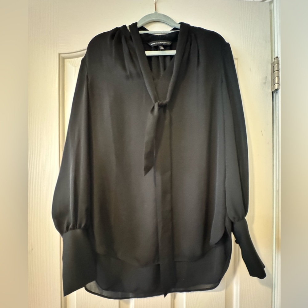 WHBM Sheer Chiffon Tie Front Blouse Size 4